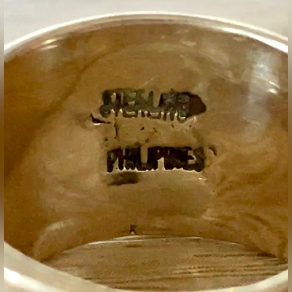 Vintage Handmade Zuni Multi Stone Inlay Wide Band Ring, Size 7 - Picture 7 of 11